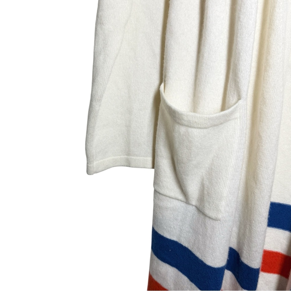 Brooklinen X Kule Cream Blue Red Plush Cashmere Wool Blend Robe - S/M - Picture 10 of 13